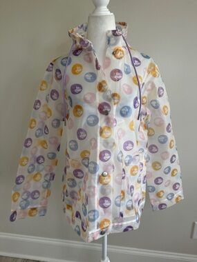 New !!!! Water-Resistant Hooded Rain Jacket - Pastel Dot Print Adult size XS